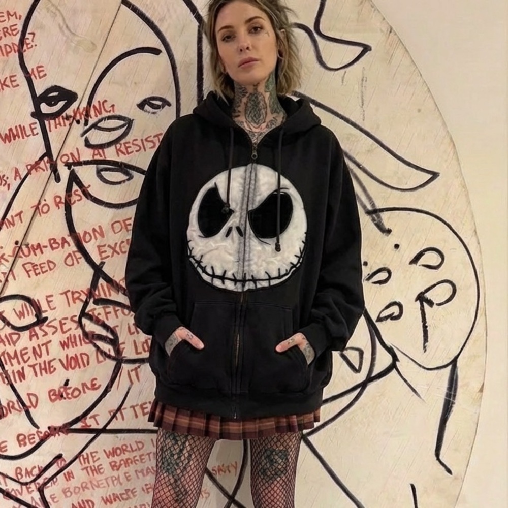 Vintage Y2K Tim Burton Nightmare Before Christmas Disney Hooded Sweatshirt